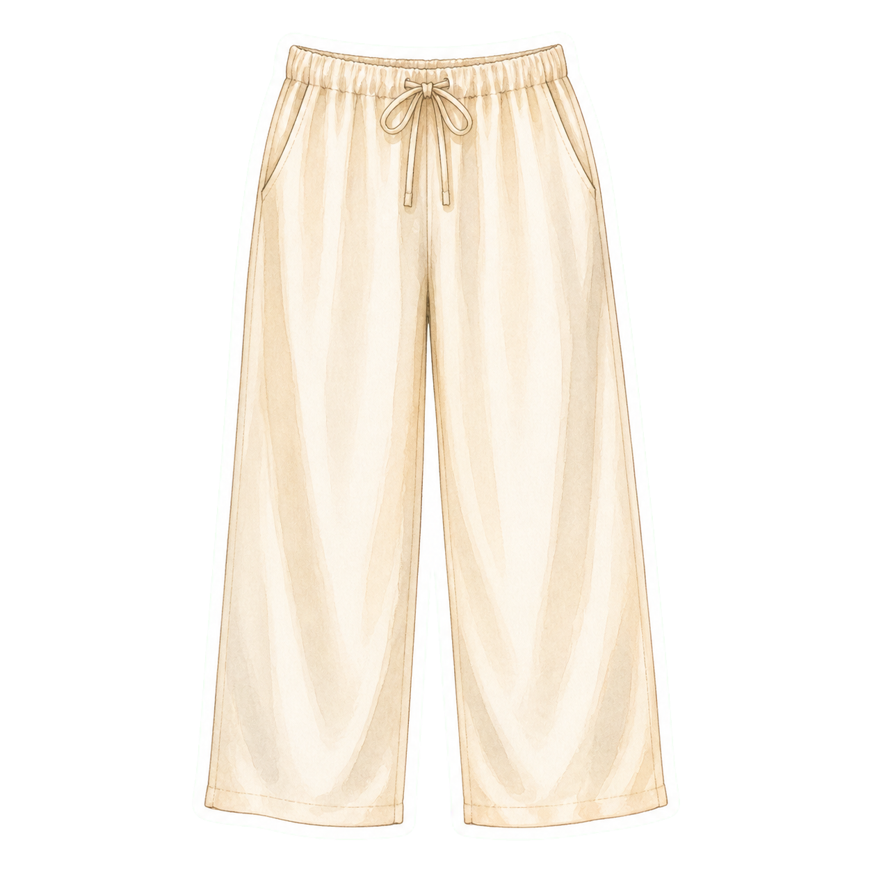 Stone Ecru Cotton Drawstring Trousers