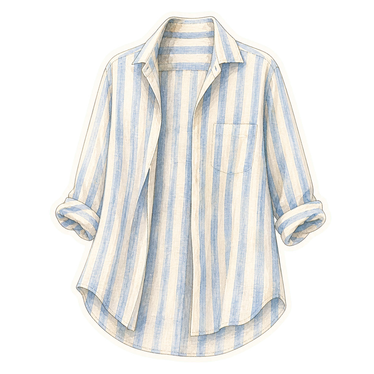 Ecru and Sky Striped Linen Shirt