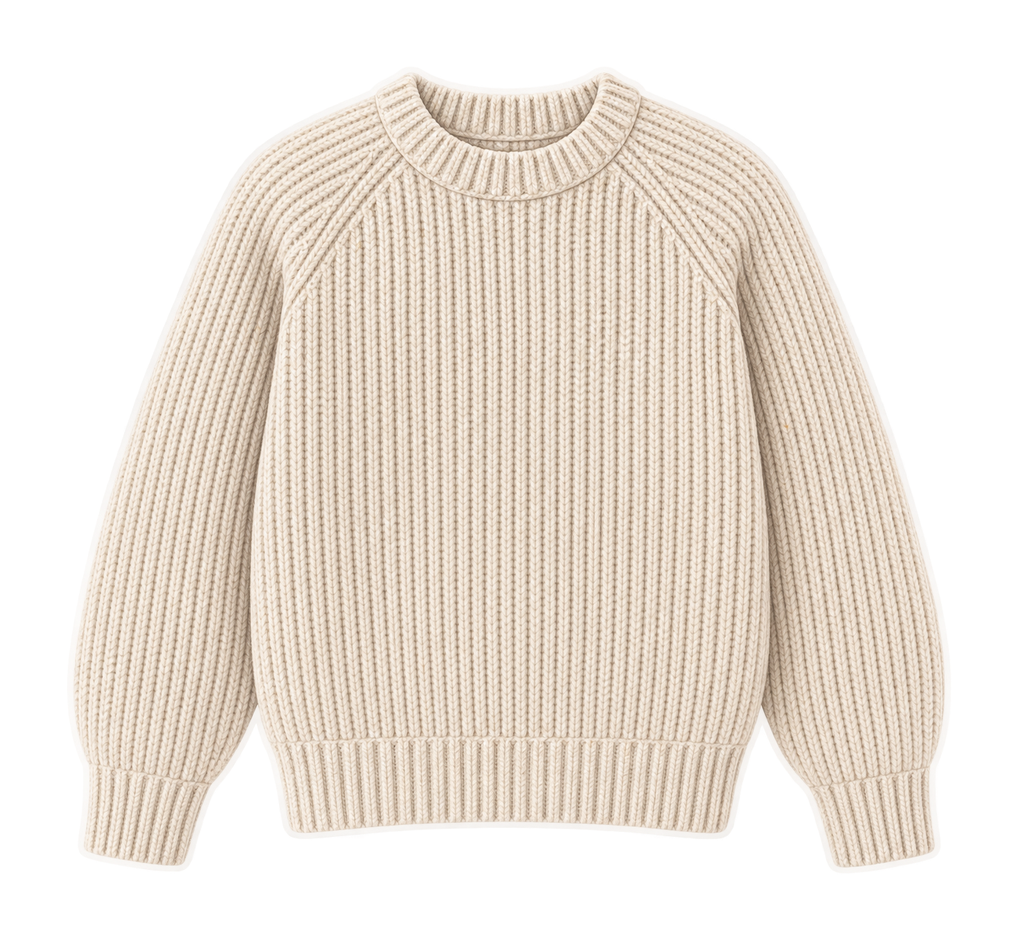Cream Fisherman-Rib Wool Knit