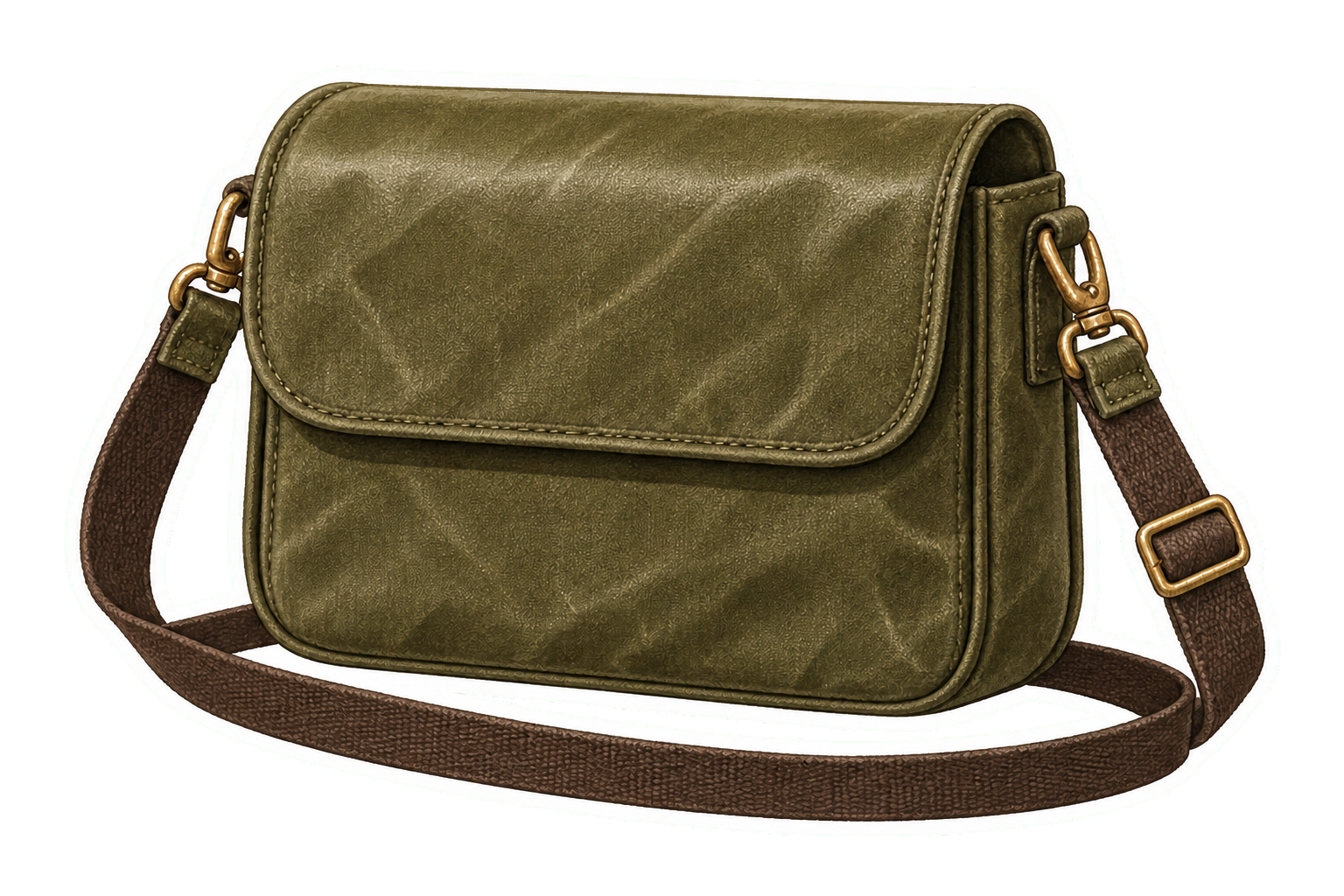 Olive Waxed-Canvas Flap Crossbody