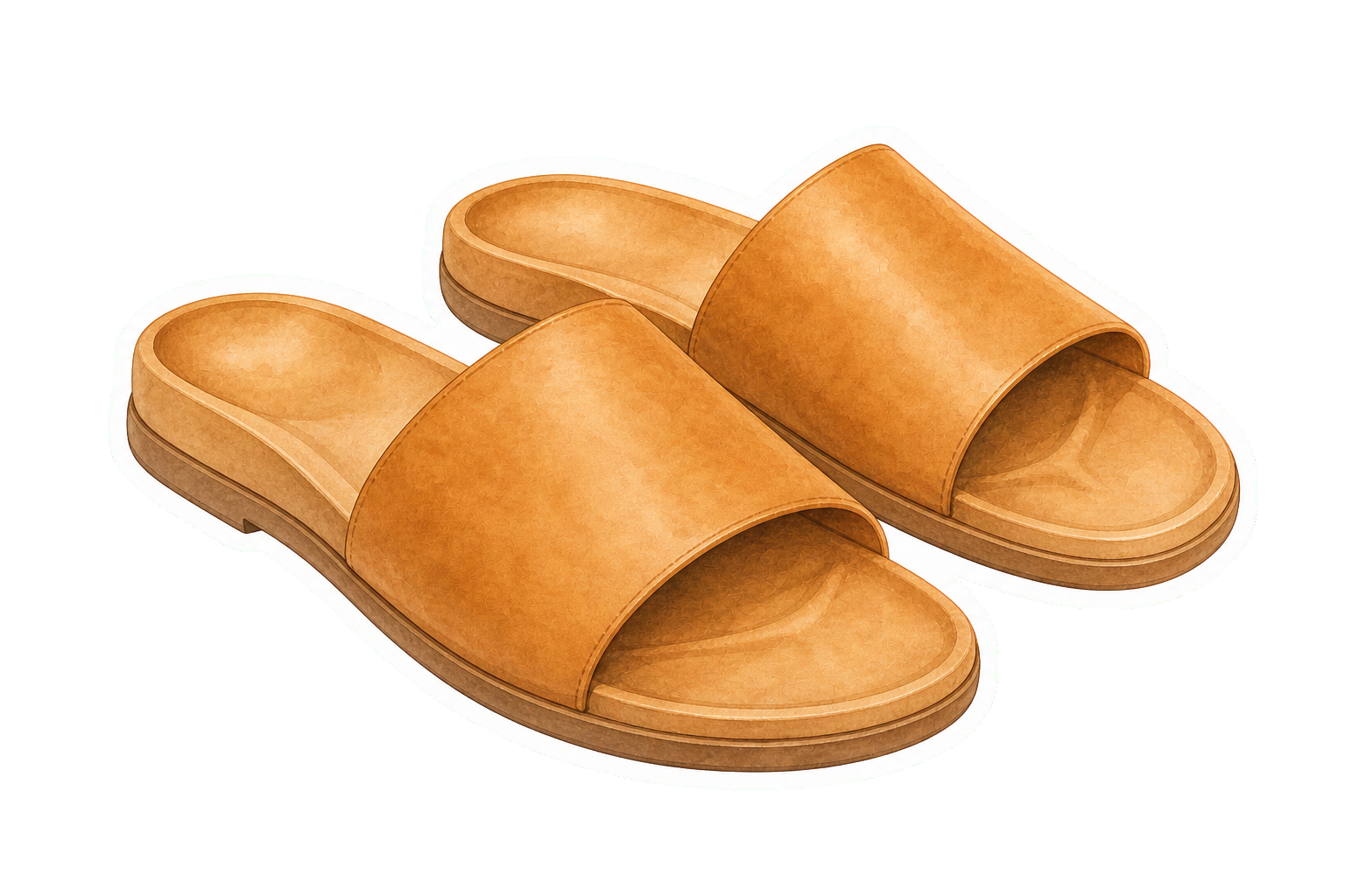 Tan Broad-Strap Leather Slide
