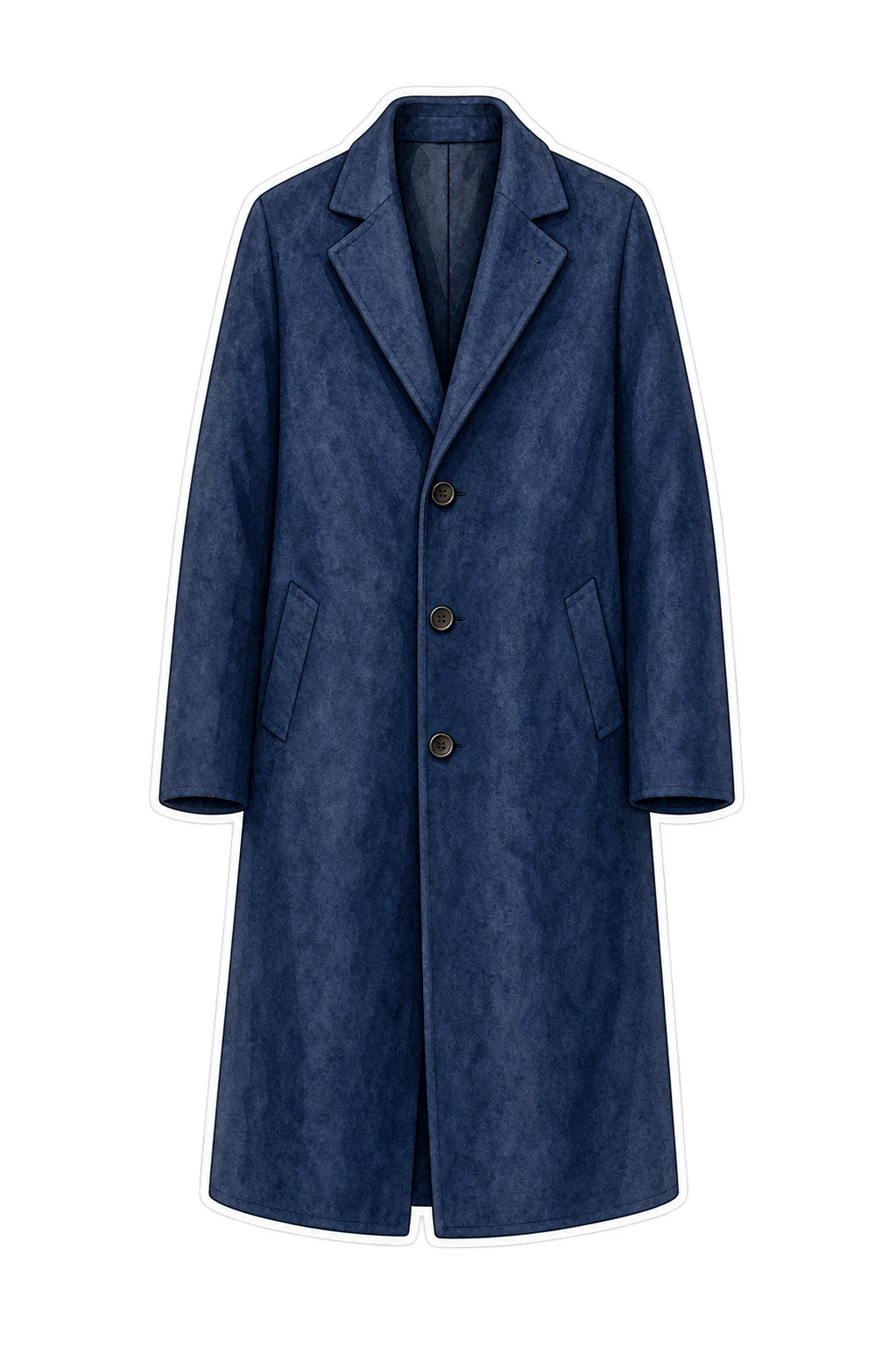 Navy wool coat, knee length, single-breasted
