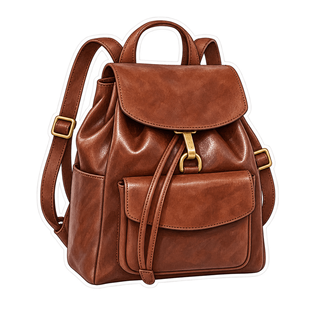 Small brown leather backpack