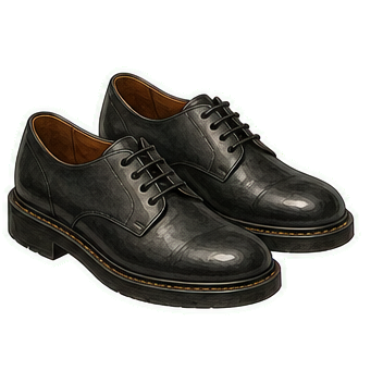 Black Low-Heel Leather Oxfords