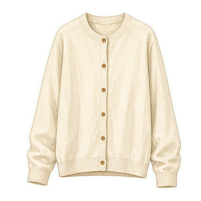 Cream Fine-Knit Cardigan