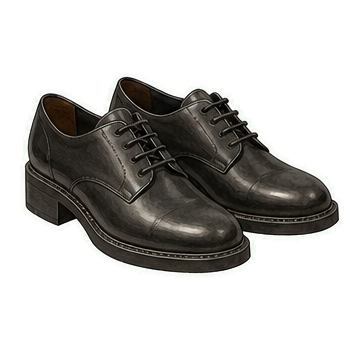 Black Low-Heel Leather Oxfords