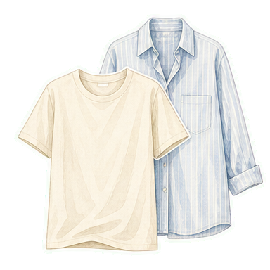 Cotton Tee And Blue Button-Down
