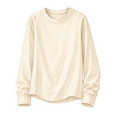 Cream Cotton Long-Sleeve Blouse