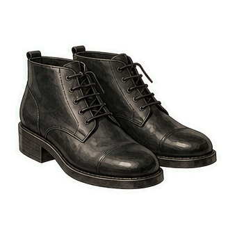 Black Low-Heel Leather Oxfords