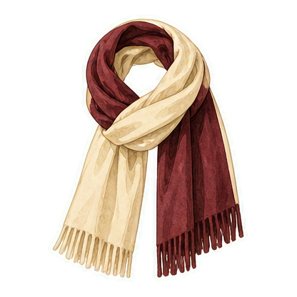 Cream And Burgundy Wool Silk Scarf