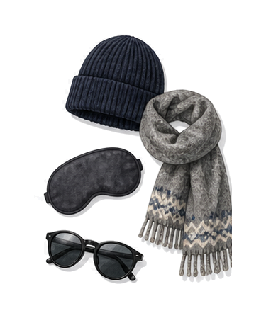 Wool Hat Scarf Sleep Mask Sunglasses