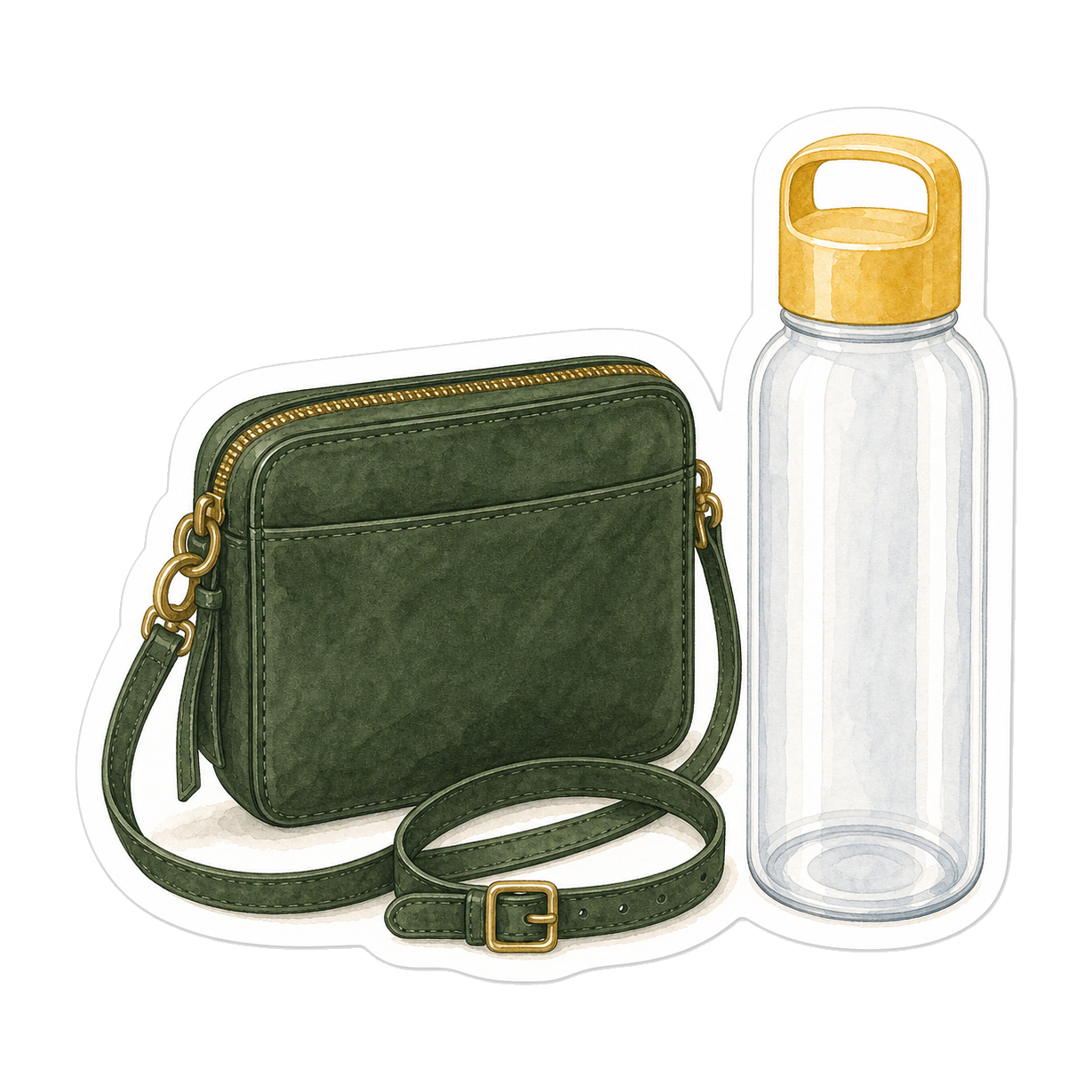 Forest Crossbody And Yellow-Cap Bottle