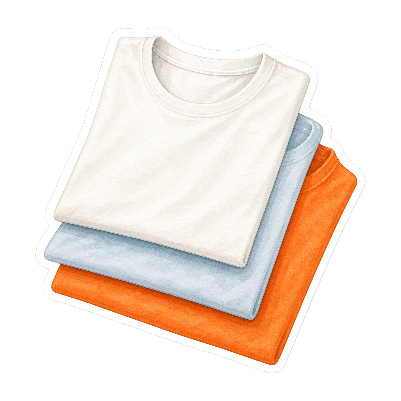 White Sky Blue And Orange Cotton Tees