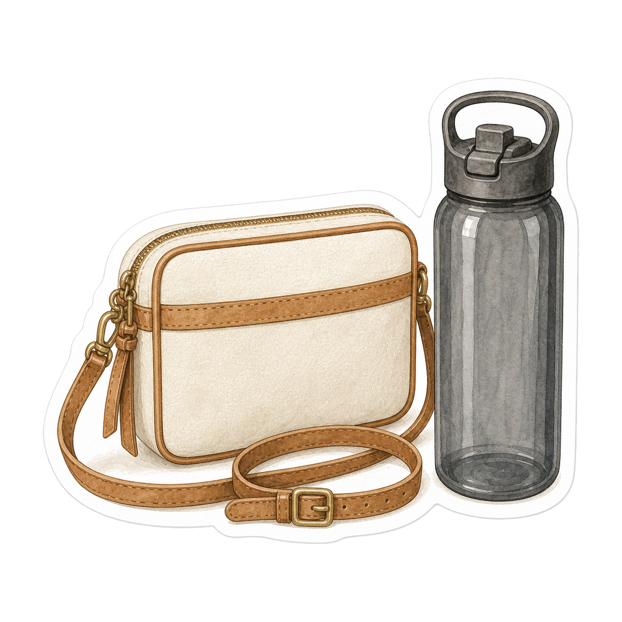 Canvas Crossbody And Smoky Water Bottle