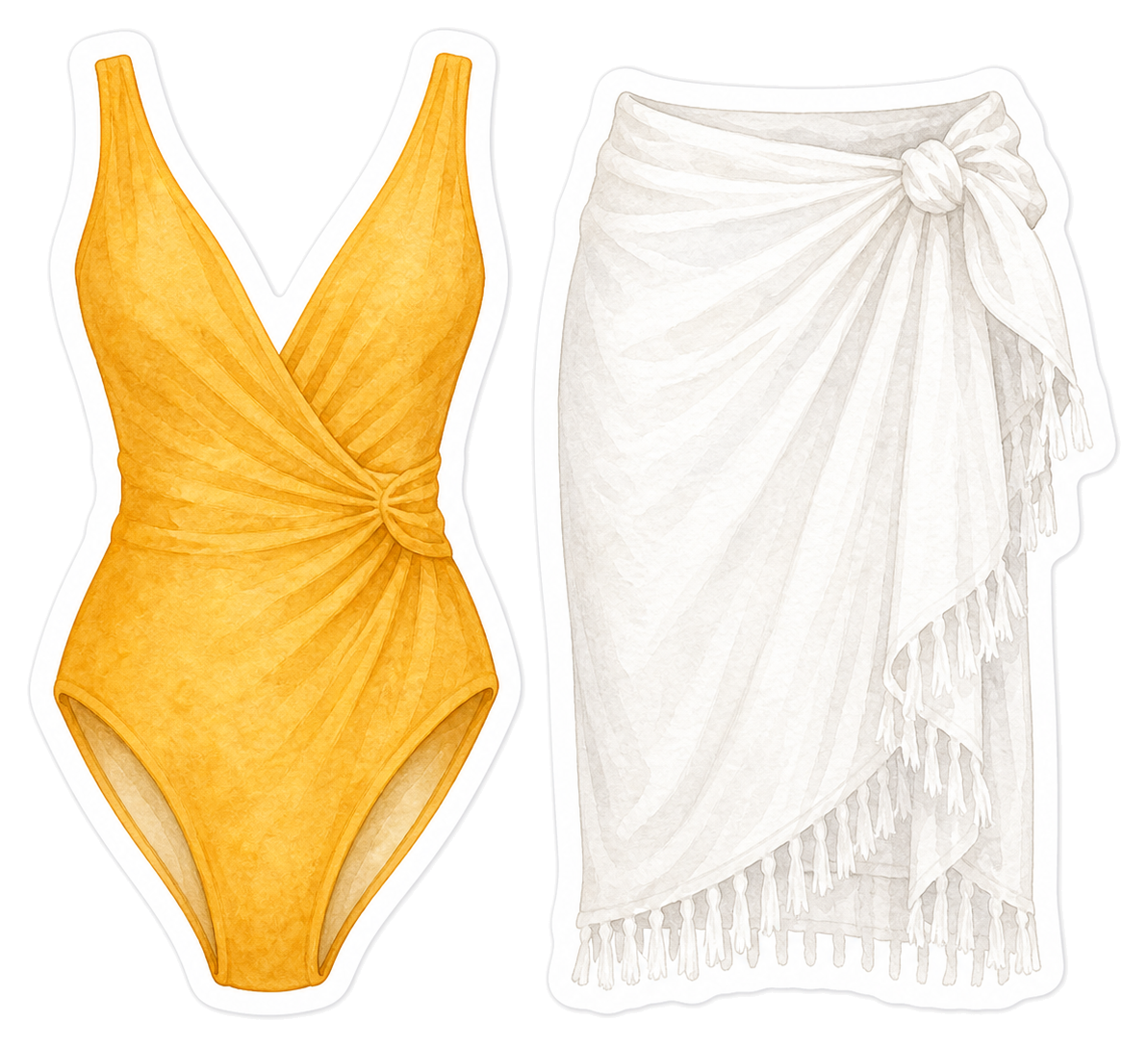 Mango Swimsuit And White Sarong