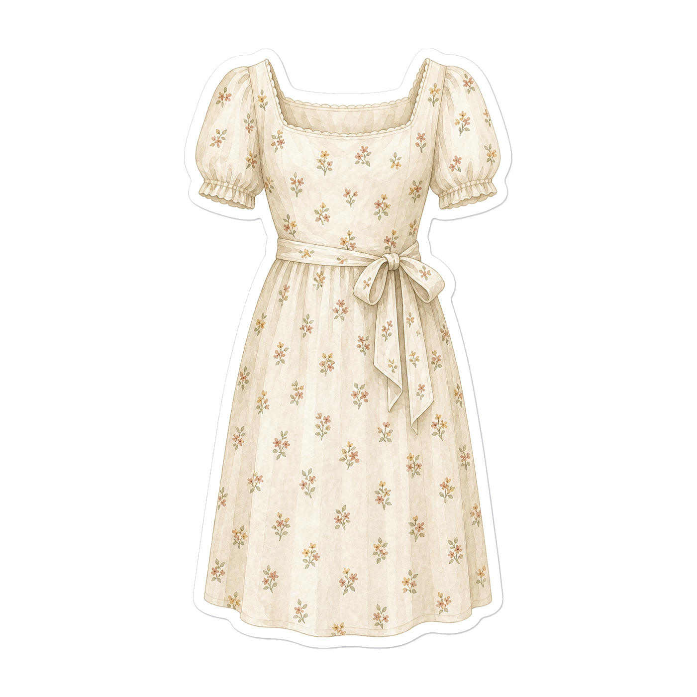 Ivory Floral Cotton-Modal Dress