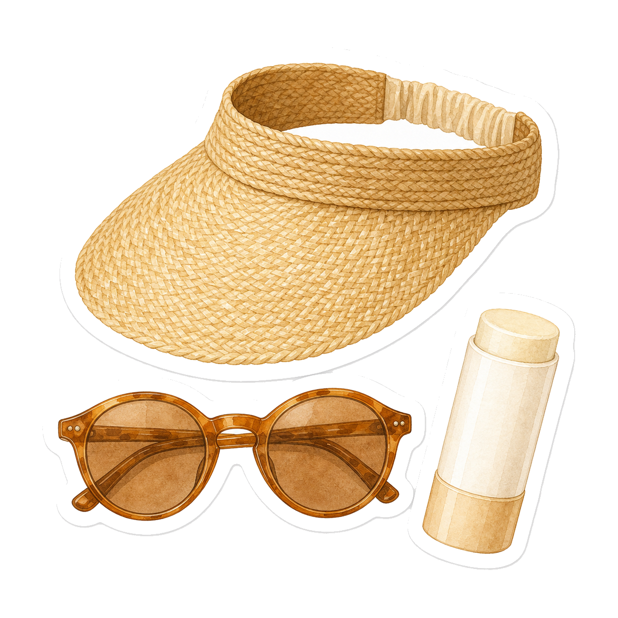 Raffia Visor Sunglasses And SPF Stick
