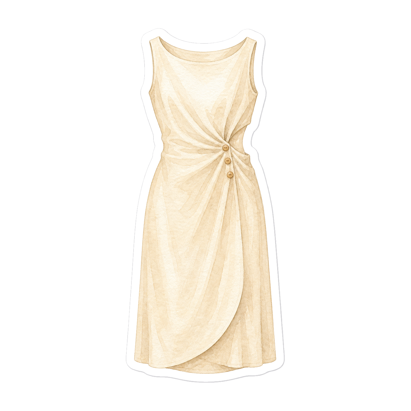 Warm Cream Cotton-Modal Dinner Dress