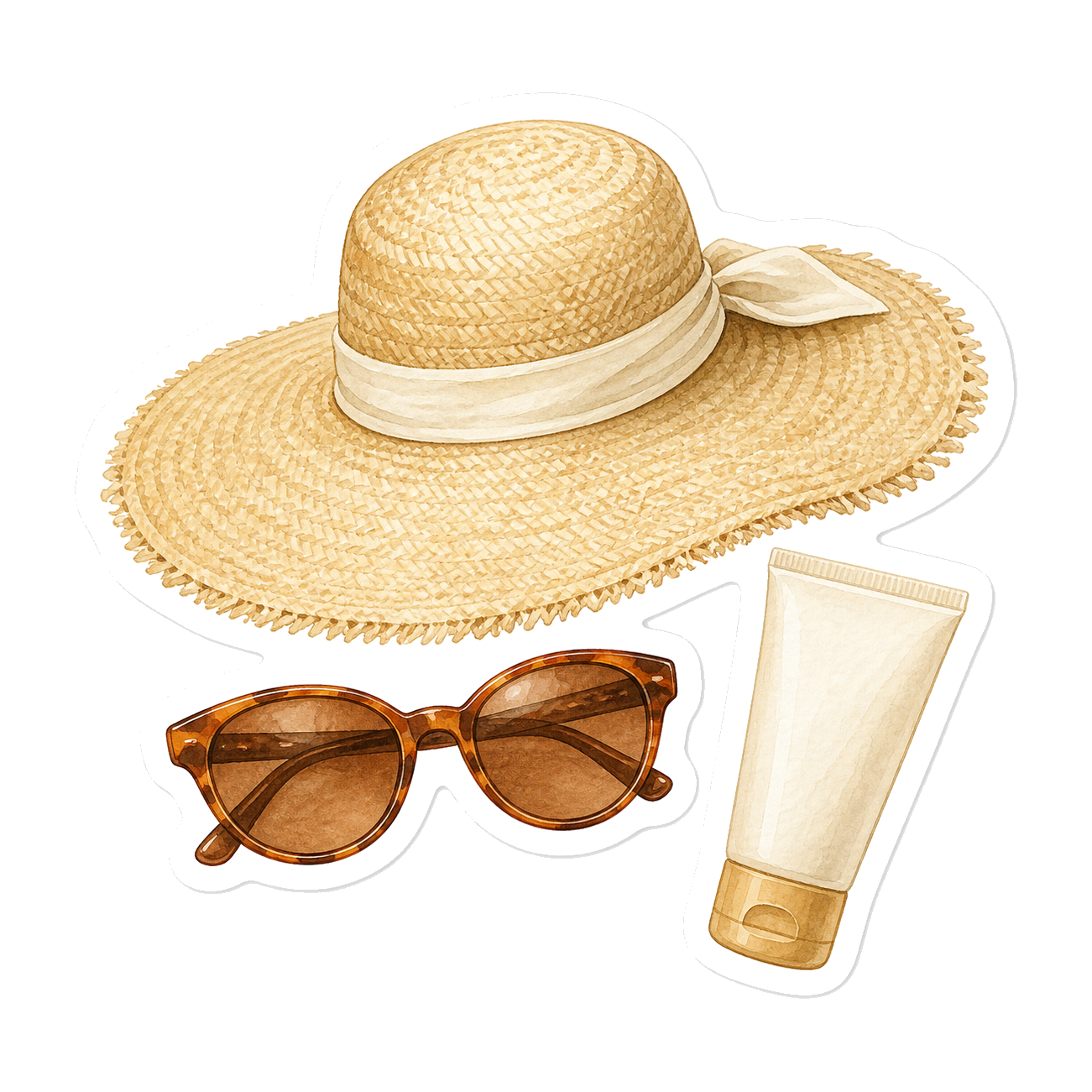 Straw Hat Sunglasses And SPF