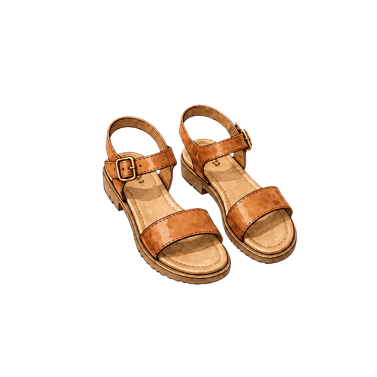 Supportive Tan Leather Walking Sandals
