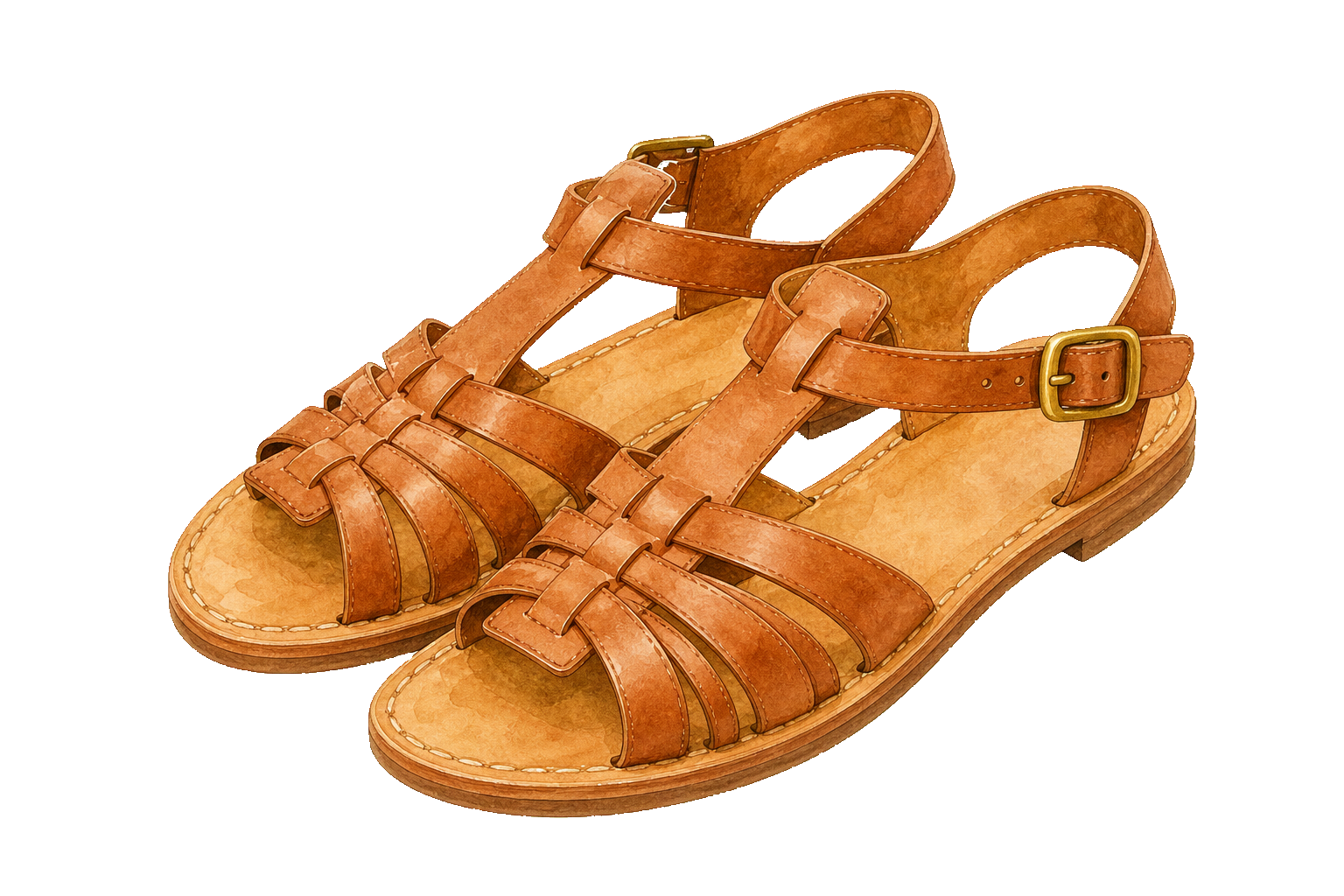 Cognac Local Leather Walking Sandals