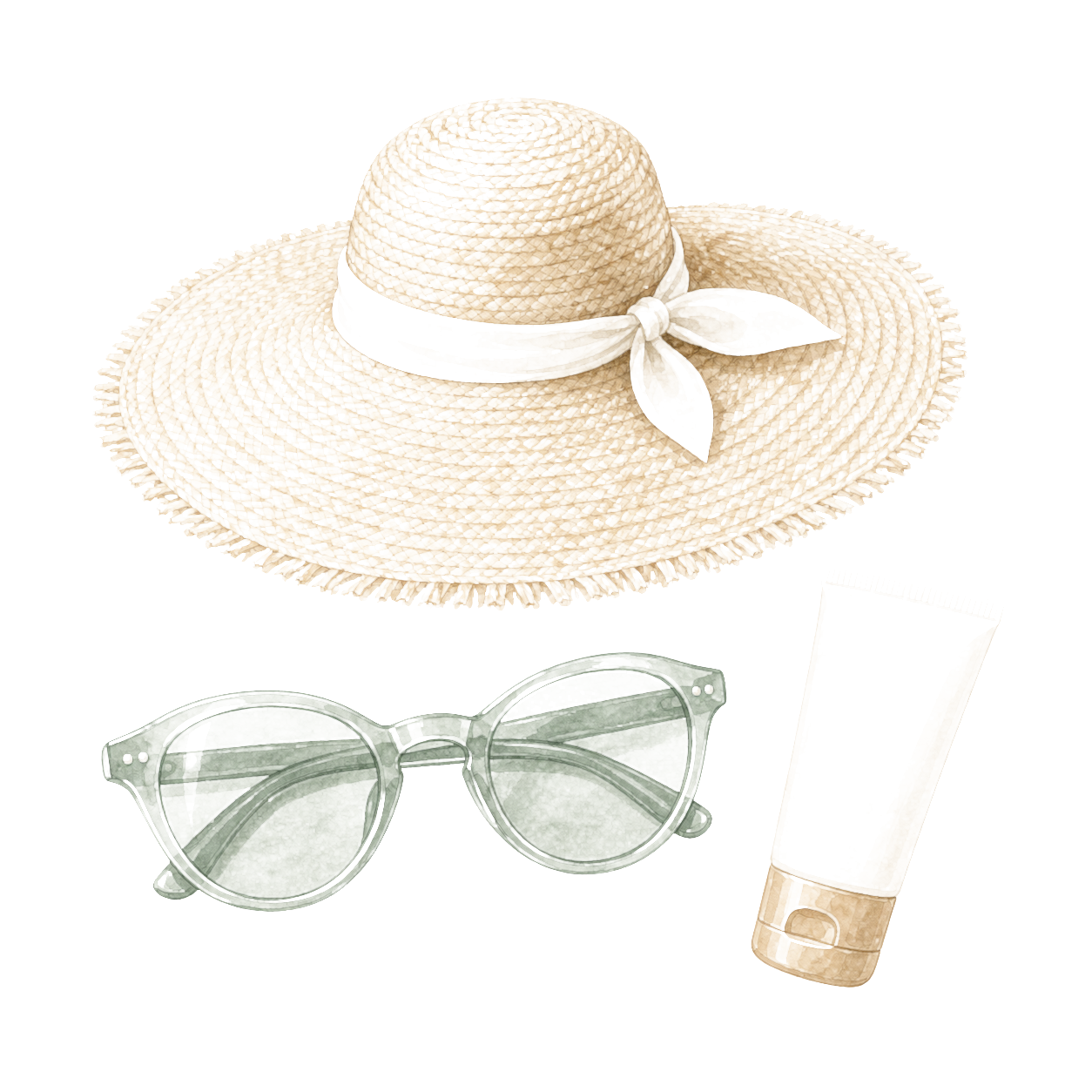 Wide-Brim Sun Hat Sunglasses And Mineral SPF