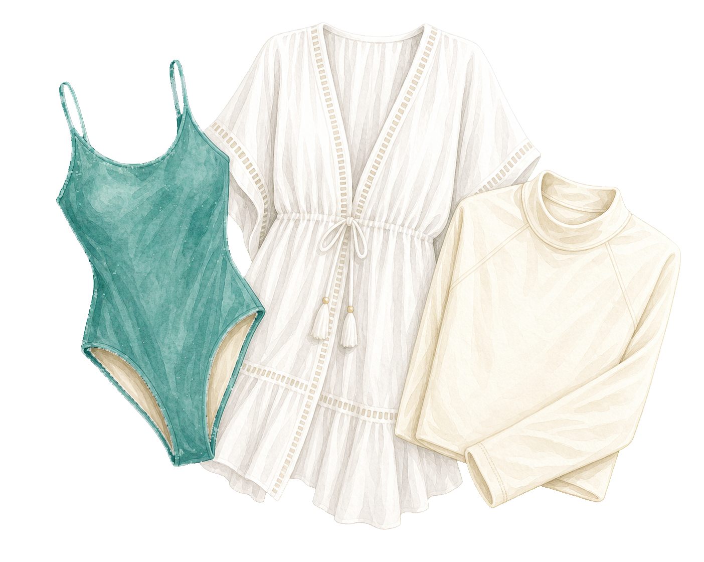 Teal Swimsuit Cotton Cover-Up And UPF Sun Shirt