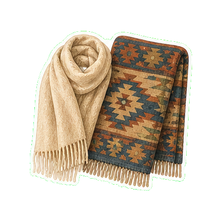 Lightweight cashmere wrap or Pendleton blanket scarf