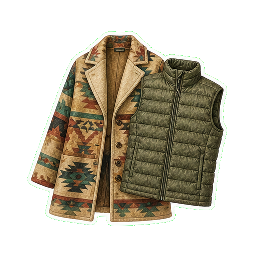 Pendleton wool blanket coat + Patagonia Down Sweater vest