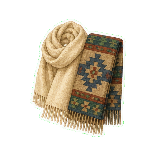 Lightweight cashmere wrap or Pendleton blanket scarf