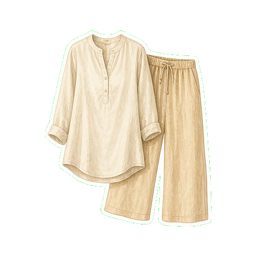 Lightweight linen wide-leg trouser + cotton long-sleeve tunic
