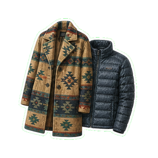 Pendleton wool blanket coat or Patagonia Down Sweater jacket