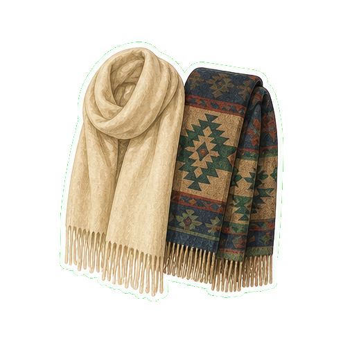 Cashmere wrap or Pendleton blanket scarf