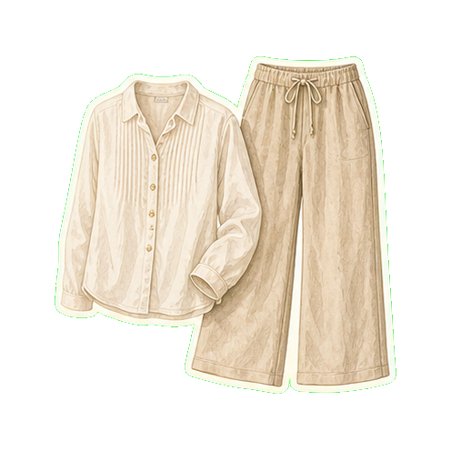 Lightweight linen wide-leg trouser + cotton blouse