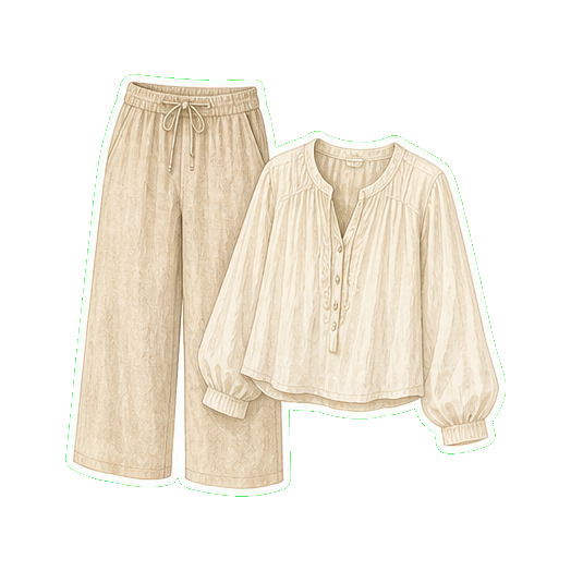 Lightweight linen wide-leg trouser + cotton blouse