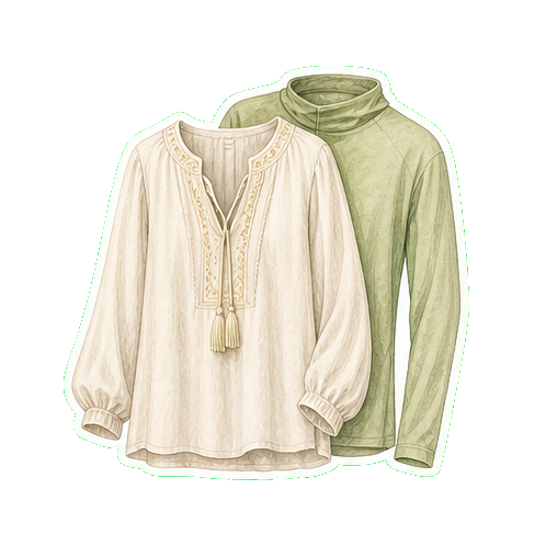 Lightweight cotton tunic + UPF 50 long-sleeve sun-shirt
