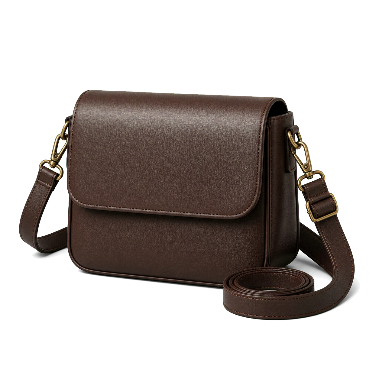 Dark-Brown Structured Crossbody