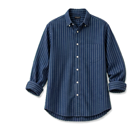 Navy Fine-Stripe Button-Down