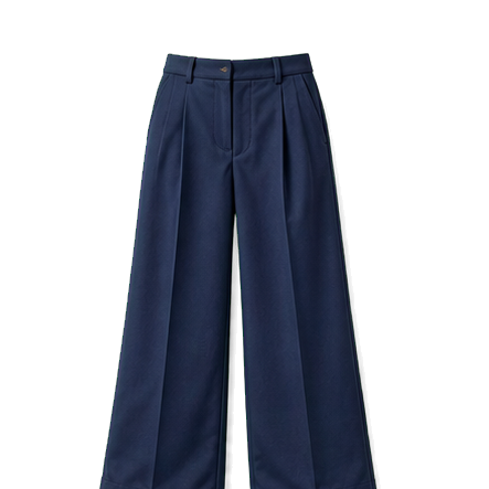 Navy Wide-Leg Tailored Trousers