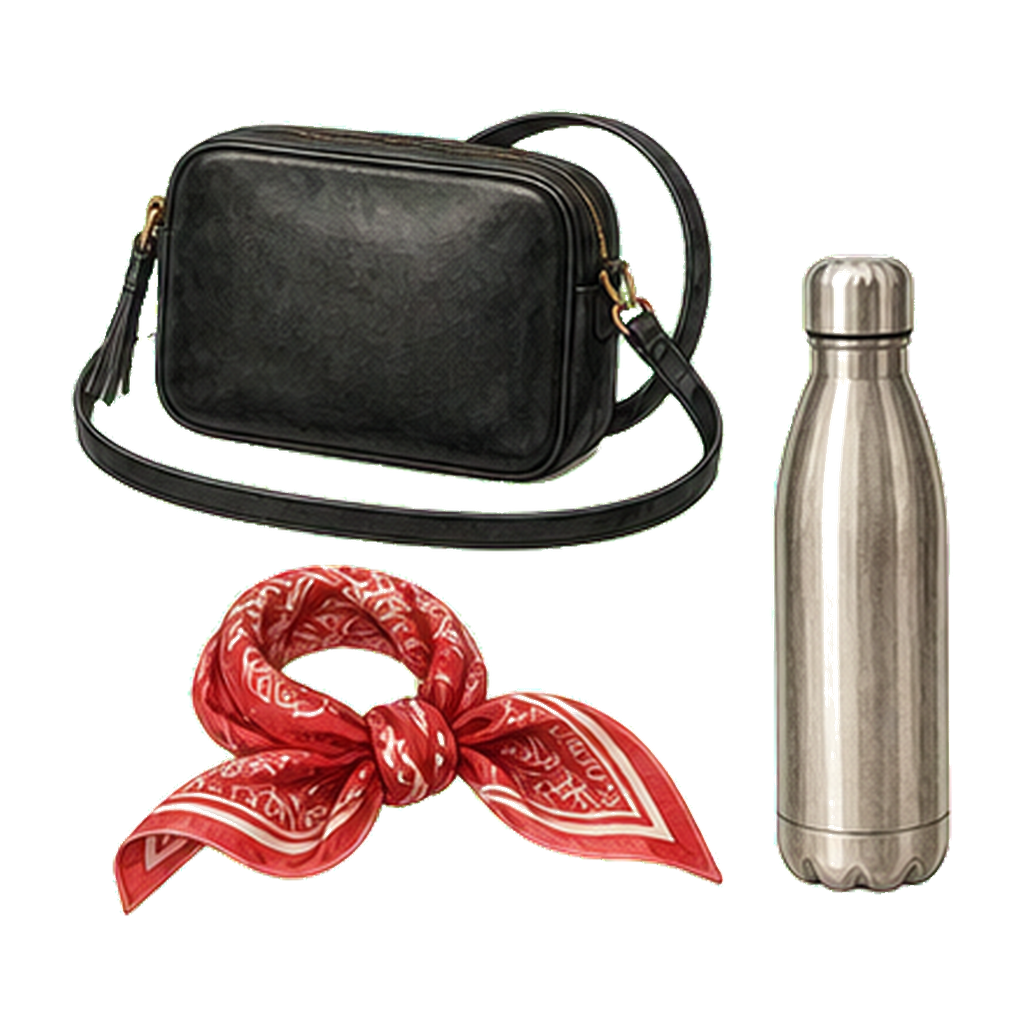 Compact crossbody + red National Day accessory