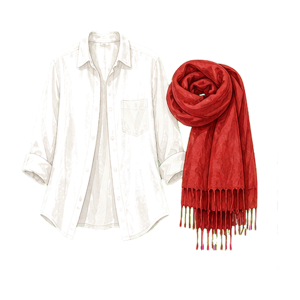 Linen-cotton overshirt + pashmina