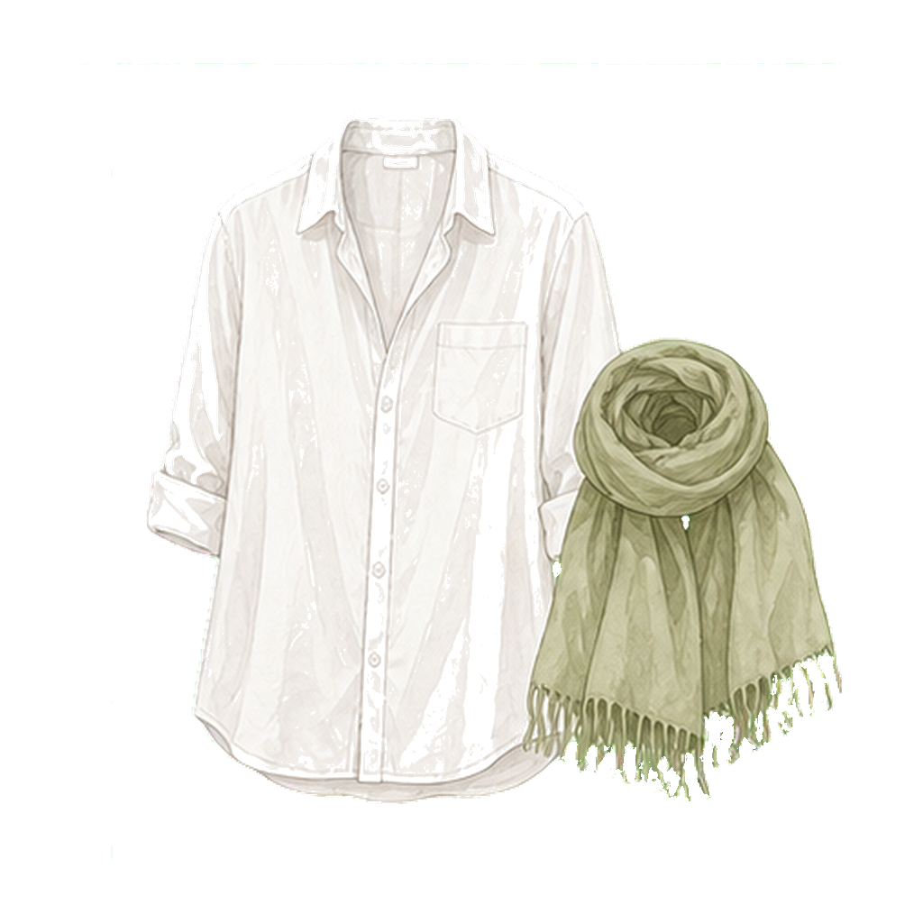 Linen-cotton overshirt + pashmina