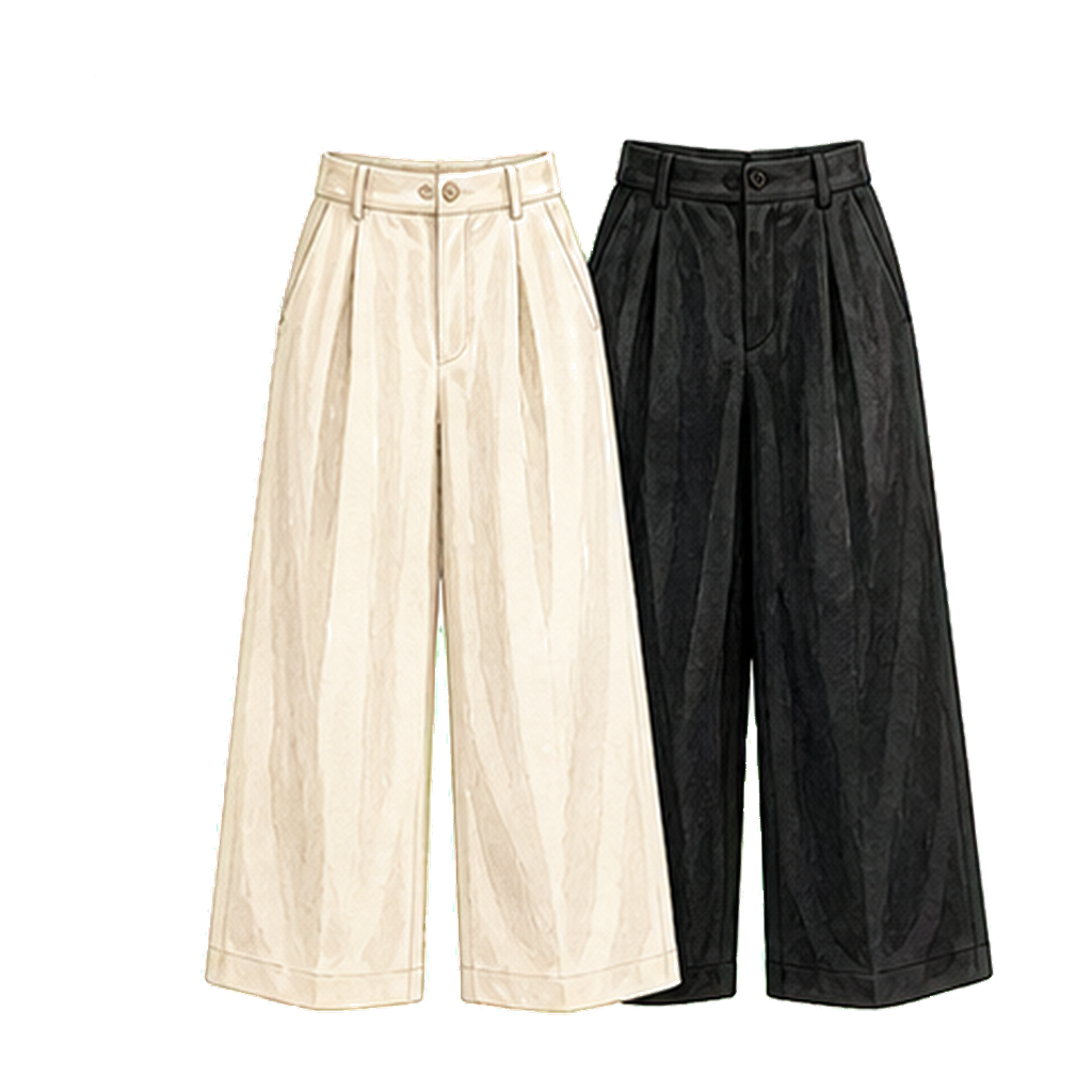 Wide-leg linen trousers (cream + black)