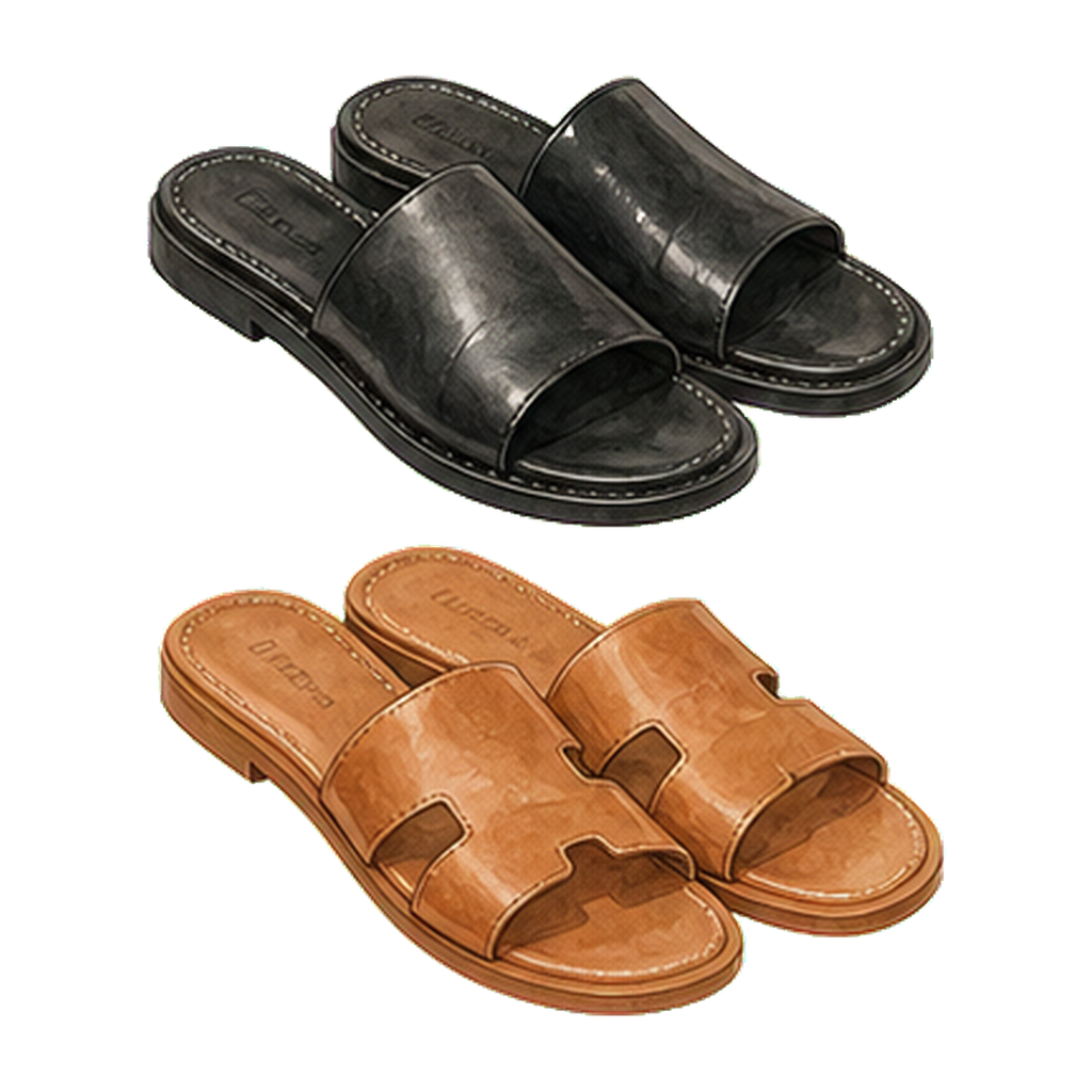 Slip-on sandals (Birkenstocks, Tkees, leather slides)