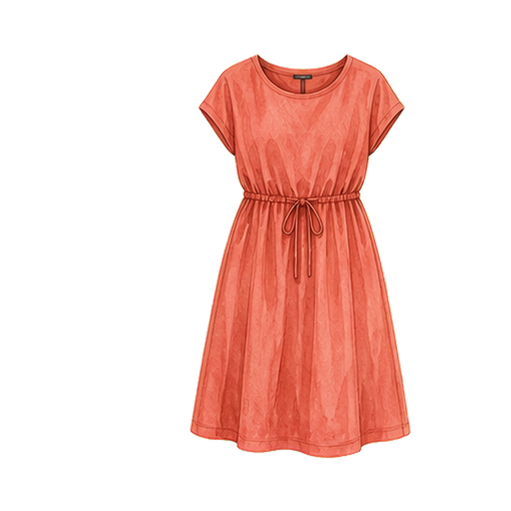 Knee-length cotton-modal dress