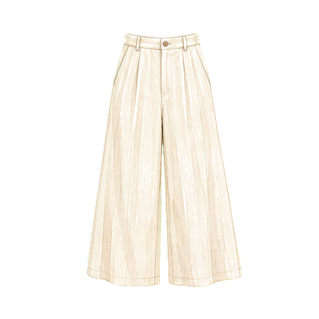 Wide-leg linen or rayon trousers