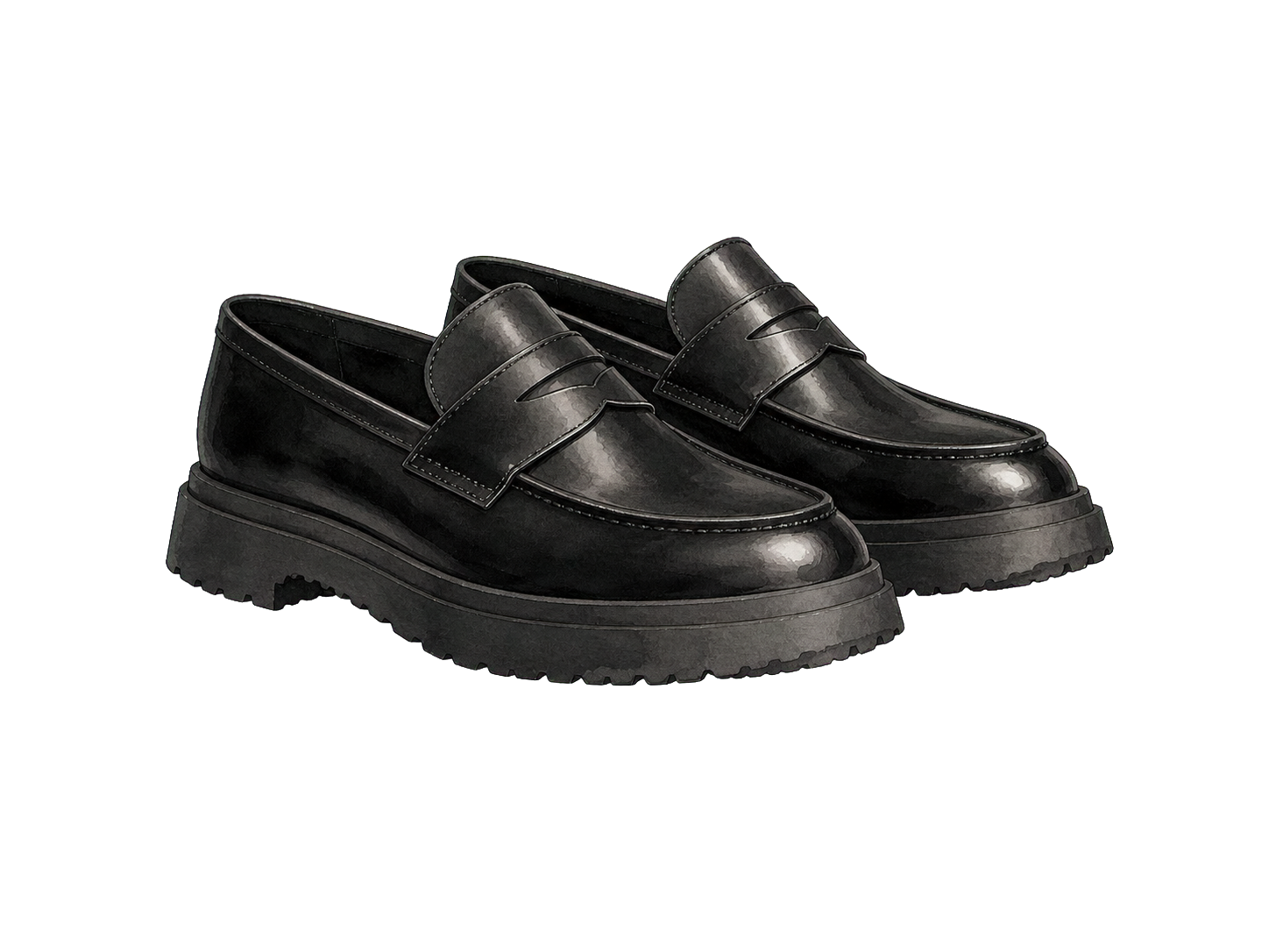 Black Water-Resistant Leather Loafers