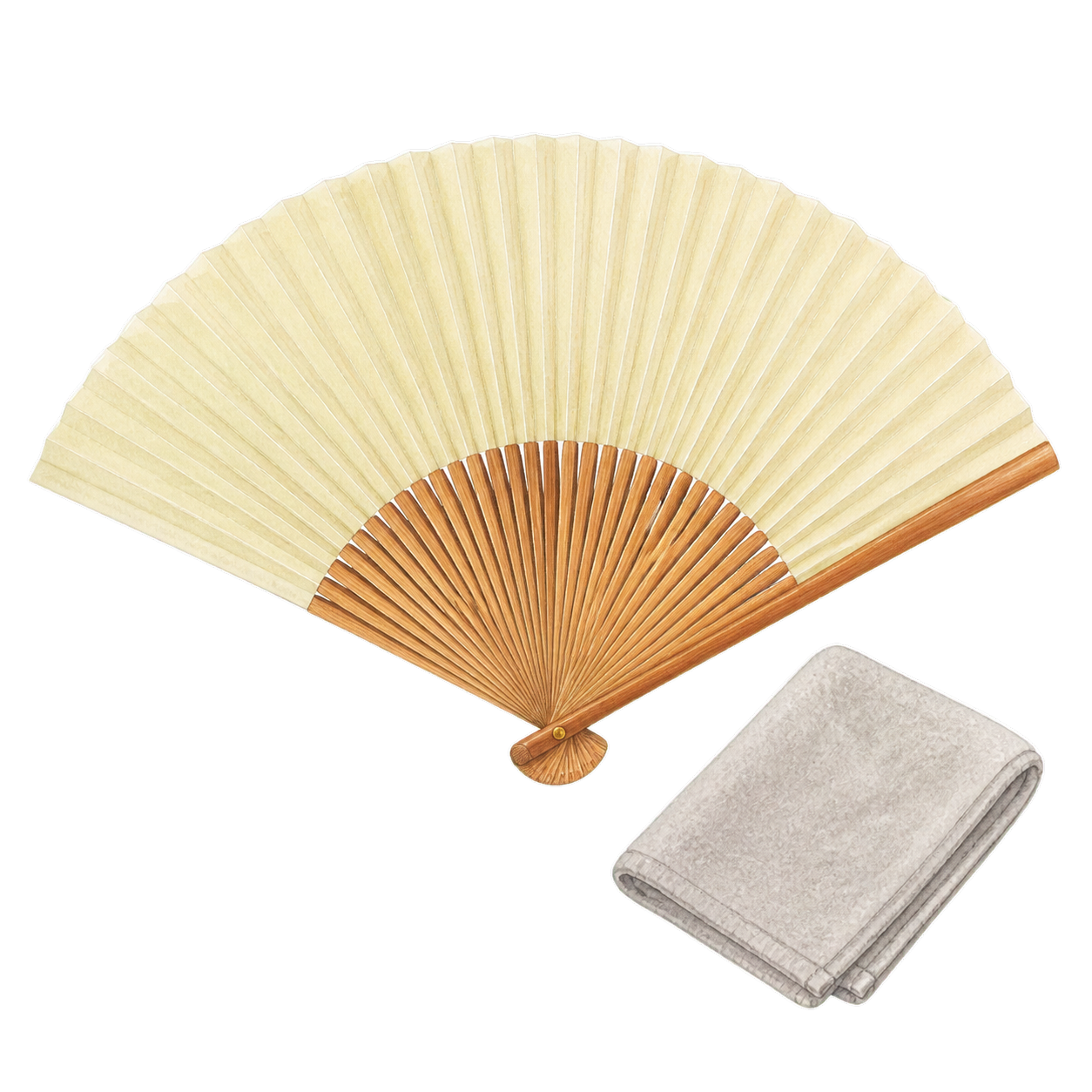 Compact Towel and Folding Fan
