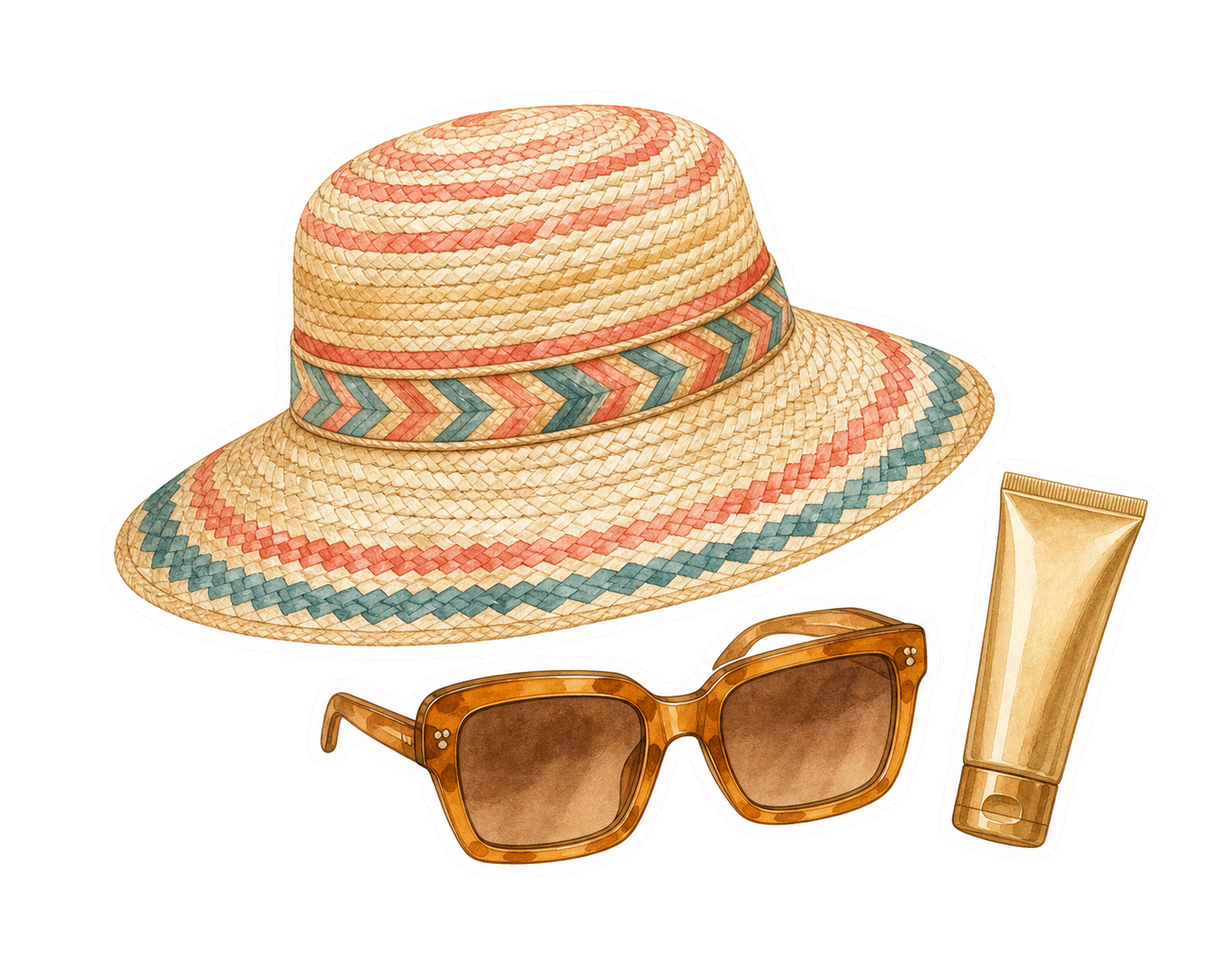 Colorful Sun Hat And Sunglasses