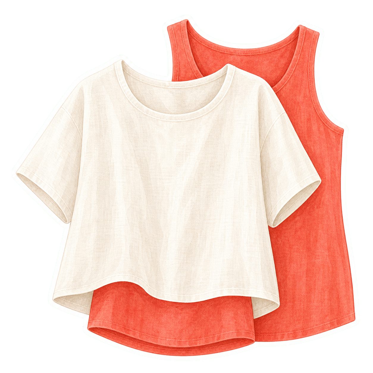 White Tee And Coral Tank
